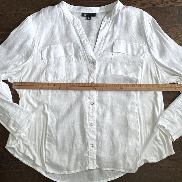 White 100% Linen Shirt Blouse by INC International Concepts-Size 3X - Picture 6 of 13